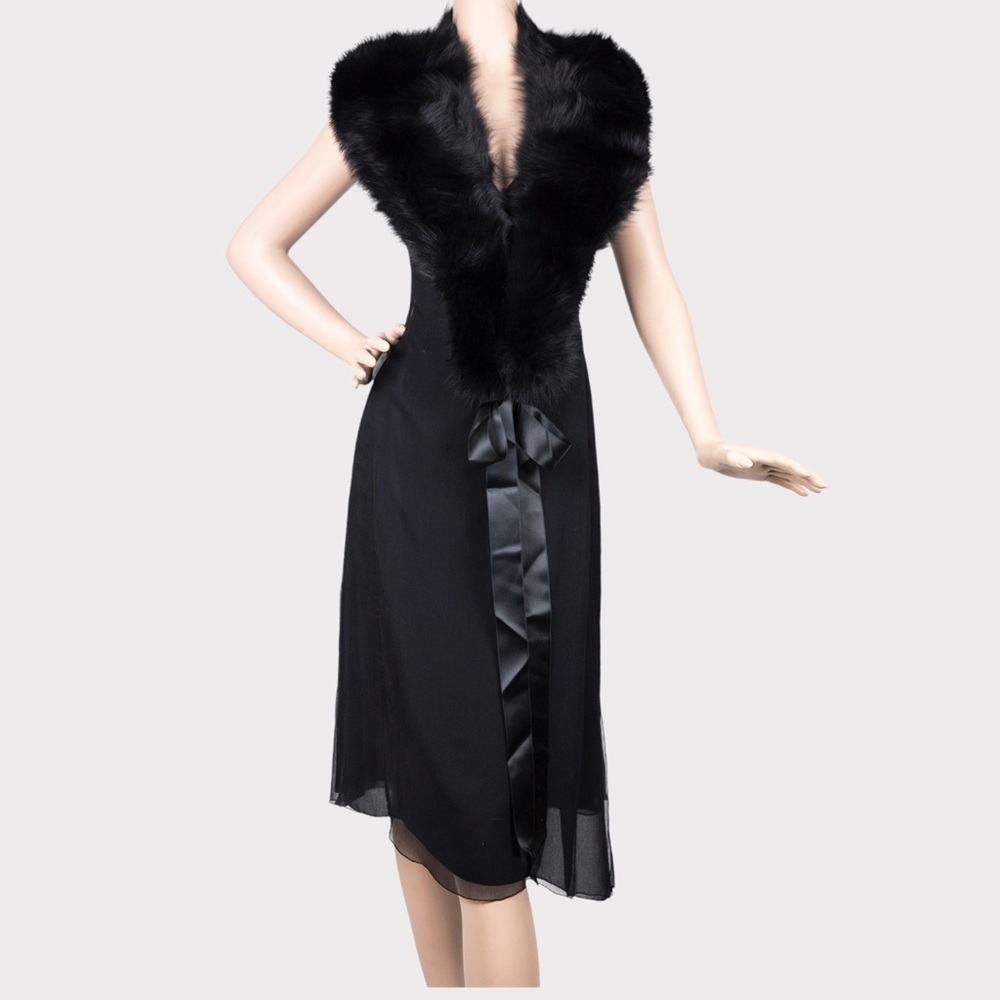 Faux Fur Wrap with Satin Sash Women’s One Size Black Goth Lolita NWOT BO… - Picture 3 of 6